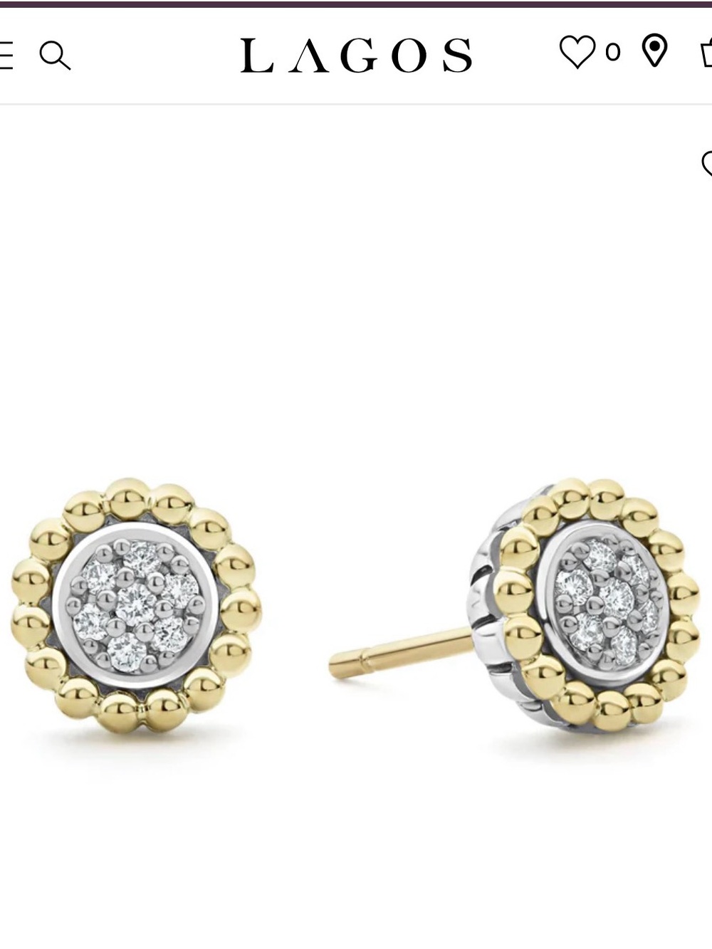 LAGOS Gold Diamond Disc Stud Earrings